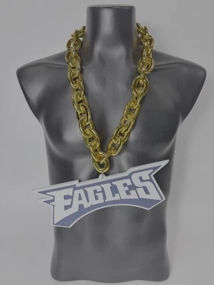Collar de cadena grande Philadelphia Eagles 11,5x4 logotipo colgante cadena de abanico de oro Foto 1 de 2