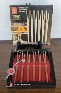 Vintage MCM Dreizack Solingen Box of 6 Stainless Steel Cocktail Forks - Bild 1 von 11