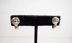 Pre-Owned Movado Group Sterling Silver 18K Gold Round Half Hoop Snap Earrings - Picture 1 of 17