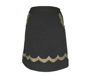 RANNA GILL Rock MED schwarz braun Nieten Anthropologie Tasche gefüttert Trendy - Bild 1 von 6