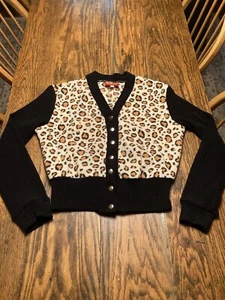 Vintage Freddies Of Pinewood Leopardenmuster Strickjacke Pullover Gr. M England Retro Rarität - Bild 1 von 9