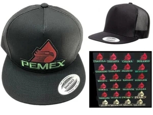 Mexico States Pemex Style Cap Mesh Yupoong Five-Panel Trucker Snapback Flat Bill - Picture 1 of 2