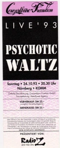PSYCHOTIC WALTZ - 1993 - Ticket - Eintrittskarte - In Concert Tour - Nürnberg - Picture 1 of 1