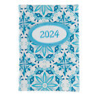 Buchkalender 2024 DIN A5 - Kristalle wei trkis  -auf Wunsch mit Namen