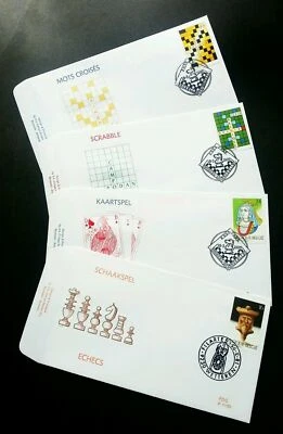 [SJ] Belgium Board Games 1995 Chess Puzzle Playing Card (stamp FDC) - Image 1 of 4