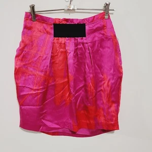 Forever New 100% Silk Fuchsia Pink Womens Mini Skirt Sz 10 Barbiecore Lined EUC - Picture 1 of 8