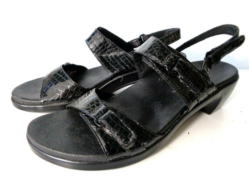 NEW BALANCE Scarpe sandali con tacco ARAVON NewBalance US 9M neri stampa serpente pelle verniciata