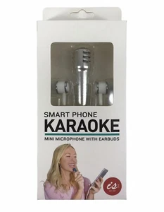 IS GIFT SMART PHONE KARAOKE Mini Microphone with Earbuds Sing/Record - Silver - Picture 1 of 3