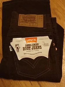 VINTAGE 1973 LEVI'S SADDLEMAN BOOT JEANS - BROWN CORDUROY 416-1529 -SIZE 14 25 W - Picture 1 of 4