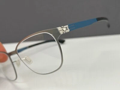 Monturas de gafas Ic Berlin hombres mujeres plateadas azules mate angulares Luka grandes Np Foto 1 de 4