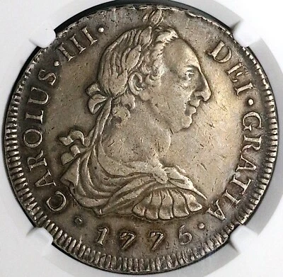 1775 NGC XF 40 Peru 8 Reales Charles III Lima Pillars Dollar Coin (25051302D) - Image 1 of 4