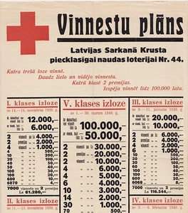 LETTLAND Sarkanā Krusta naudas loterija #44 Rotes Kreuz GELD LOTTERIE Werbung POSTER - Bild 1 von 3