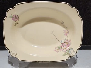 Homer Laughlin 9" Briar Rose Rectangular Serving Bowl Platinum Trim - Picture 1 of 6