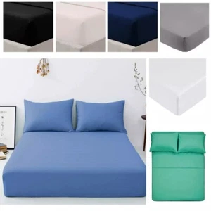 Microfiber Fitted Sheet 30 cm 12 Inch Deep Pocket - Non Iron Easy Care Soft - Picture 1 of 25