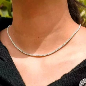 5.10Ct Women's Tennis Necklace Round Lab Grown VS-FG Diamond 10K White Gold 18" - Picture 1 of 9