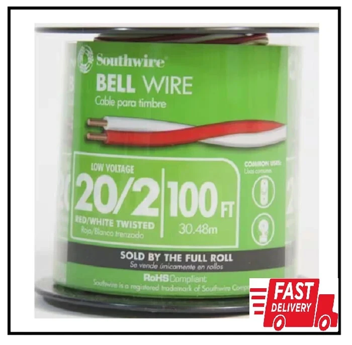 NEW 100 Ft Full Roll 20/2 Twisted CU Bell Wire. - Image 1 of 2