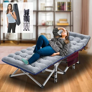 NAIZEA Folding Camping Cot Adjustable Adult Reclining Chaise Lounge Chair w/Mat - Picture 1 of 25
