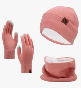 mysuntown Beanie Hat Scarf Gloves Set, Women Men Hats 3-Pieces, Fleece Lined,... - Picture 1 of 6