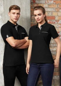 Biz Collection Mens Edge Pocket Polo Contrast Check Placket Sleeve Tab & Collar - Picture 1 of 3