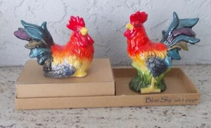 NIB BLUE SKY CLAYWORKS ROOSTER PAIR SALT & PEPPER SHAKER SET - Picture 1 of 4