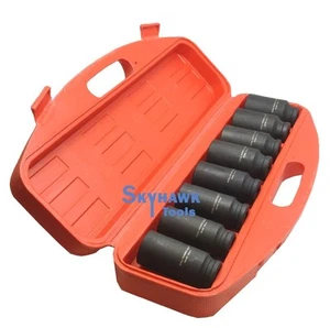 8 PC 1/2" Dr  FRONT & BACK WHEEL DR 6 Point Deep Spindle Axle Nut Socket Set  - Picture 1 of 1