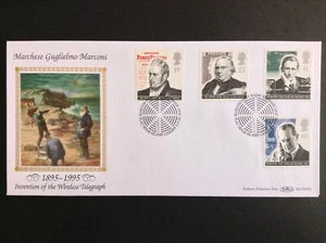 Juego de comunicaciones GB Benham 1995 en cubierta de primer día Marconi - isla plana Holm - Imagen 1 de 1