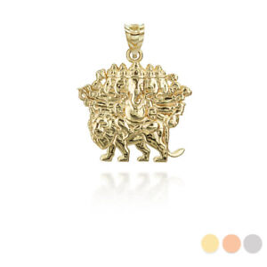 Gold Lord Ganesha Hindu Elephant God Pendant Necklace