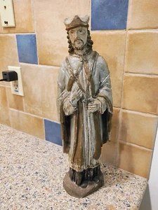 Antique altar shrine wood carved Santos Statue St. John Nepomuk museum Quality - Picture 1 of 14