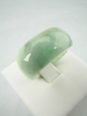 Anillo de jade blanco verde natural genuino banda de silla tamaño 9,25 #445 Foto 1 de 4