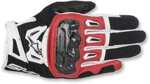 ALPINESTARS - GUANTI IN PELLE SMX-2 AIR CARBON V2 NERO ROSSO E BIANCO DA MOTO - Picture 1 of 2