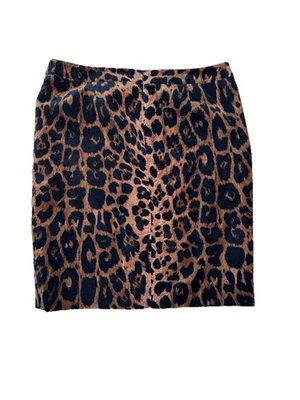 TALBOTS женщин 14 миниатюрный хлопок вельветовый леопард печать карандаш юбка с подкладкой - Изображение 1 из 4