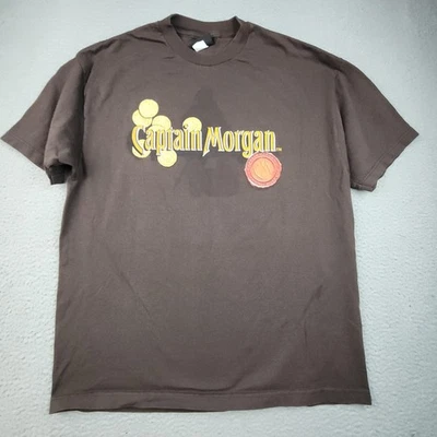 Captain Morgan Shirt Extra Large Graphic Tee Crewneck Spiced Rum Pirate Coins - Image 1 of 4