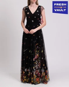 RRP €1200 ROBERTO CAVALLI CLASS Tulle Flare Gown IT40 US4 UK8 S Floral Beaded - Imagen 1 de 9