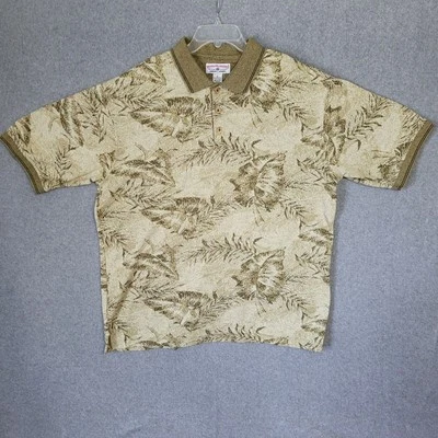 Camisa Polo Boca Classics Para Hombres XL Manga Corta Marrón Tostado Pullover Floral Foto 1 de 4