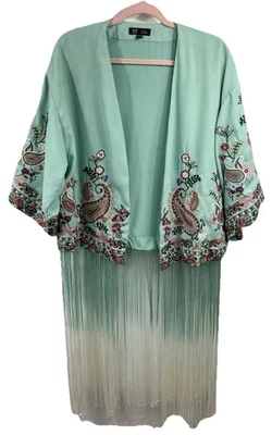 Chaqueta Boho Ligera Mujer Zara Talla M Gran Tamaño Flecos Western Paisley Foto 1 de 4