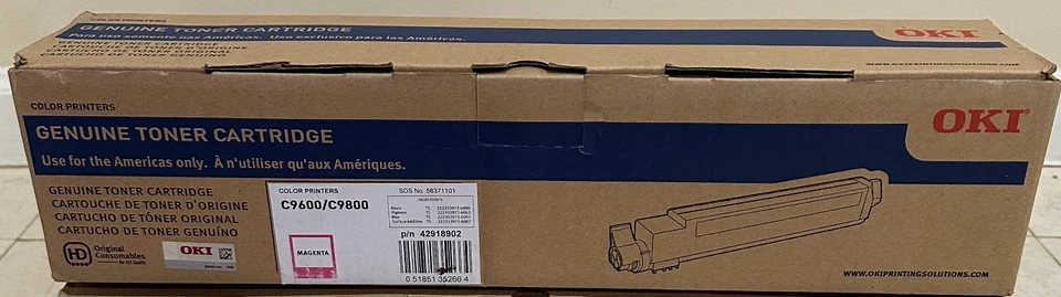 OKI 42918902 Magenta Toner Cartridge C9600 C9800 Genuine OEM - Open Box - Image 1 of 4