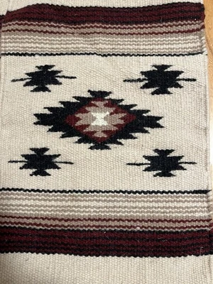 2 Hand Woven Wool Table Mat Rugs Navajo Southwest Design 22x13” Blk Red NWOT - Image 1 of 4