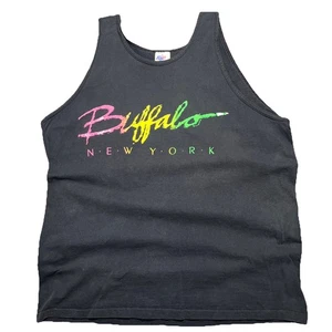 Débardeur vintage années 80 Fun Tees taille L Made in USA Buffalo New York néon rétro - Photo 1/12