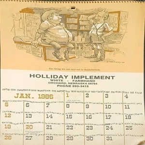 Vintage 1986 Holliday Implement Calendar with Herb Mignery Cowpoke Western Illus - Bild 1 von 3