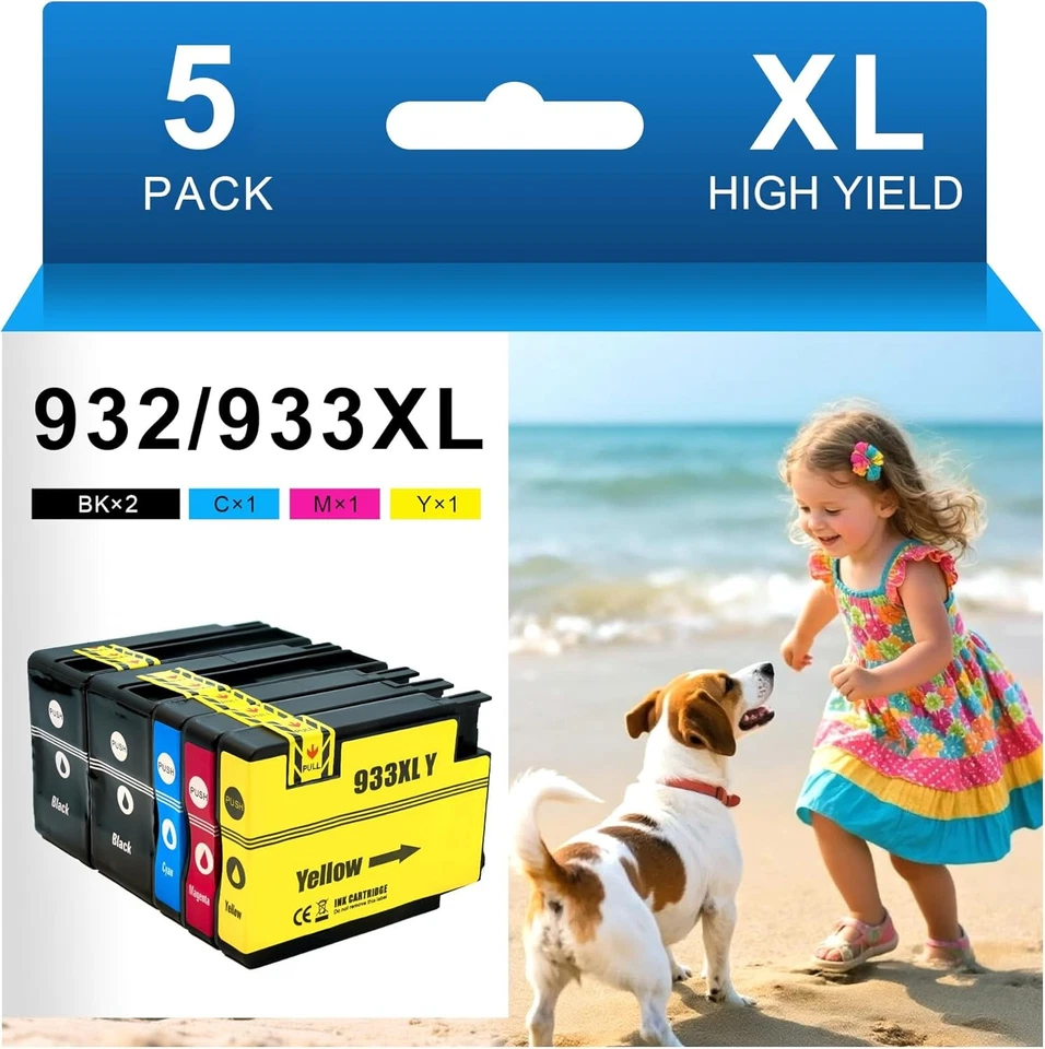 Aurotec Pack 5x 932XL 933XL cartucce compatibili HP OfficeJet 6600 6700 7200 - Immagine 1 di 1