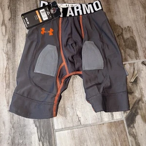 Under Armour Boys Youth Small Fitted compression Hockey Shorts NEW Gray - Picture 1 of 3