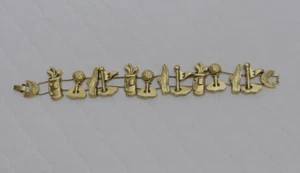 Gold Tone Slider Charm Bracelet Golf Tee Time Putting Golfer Vintage 1995 BG - Picture 1 of 12