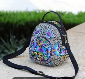 New, Embroidery, Floral Pattern, Crossbody Bag, Canvas, Polyester - Picture 1 of 5