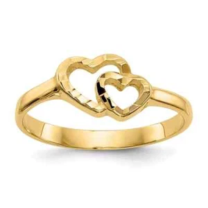 10k Yellow Gold Heart Shape Promise Ring For Women Size 6 - Picture 1 of 5