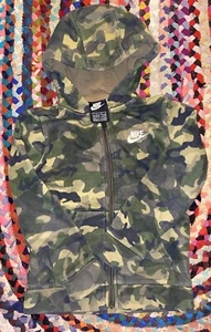 Boy’s NIKE Full-Zip Hoodie Jacket  • Green Camo Cotton Polyester sz 7 Age 6-7 - Picture 1 of 12