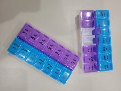 2 PCs Weekly Pill Box Organizer 7 Day AMPM SHIPPED DAILY USA - OVER 1000 SOLD!!! - Image 1 of 2