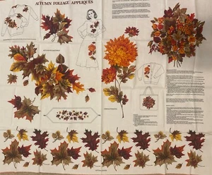 "Panel de tela apliques de follaje vintage otoño otoño otoño algodón VIP Cranston 36"" x 44""" - Imagen 1 de 13