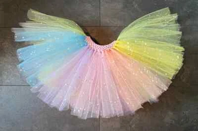 Pastel Rainbow sequin tutu, Sparkly Skirt, unicorn, girls christmas gift - Image 1 of 3