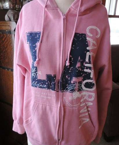 VETEMENTS Felpa con cappuccio zip intera abbigliamento souvenir LA California Salt Creek rosa polvere taglia M