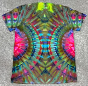 Handmade Ice Tie Dye T-Shirt Large Mens Womens Gildan Soft Cotton Side Fanfold - Picture 1 of 3